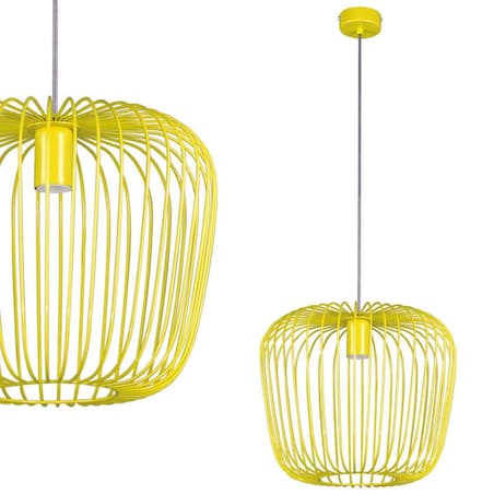 Druciana LAMPA wisząca K-4103 Kaja metalowa OPRAWA dziecięca industrialny ZWIS klatka żółta