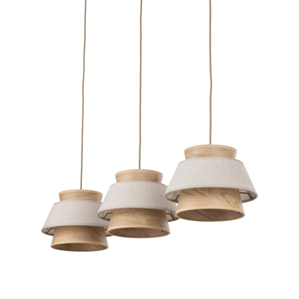 Lampa Wisząca Belka Tk Lighting Kalum Len Fornir 3Xe27 Skandynawski, Boho, Japandi