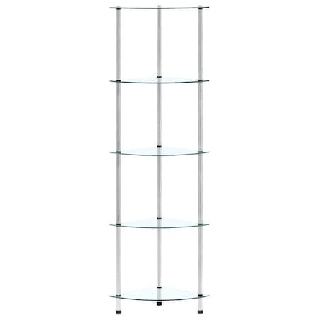 vidaXL 5-poziomowa półka, przezroczysta, 30x30x130 cm, szkło hartowane
