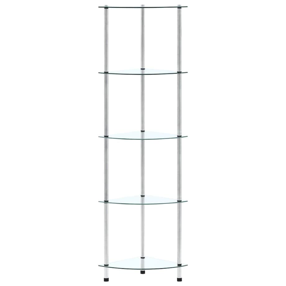 vidaXL 5-poziomowa półka, przezroczysta, 30x30x130 cm, szkło hartowane