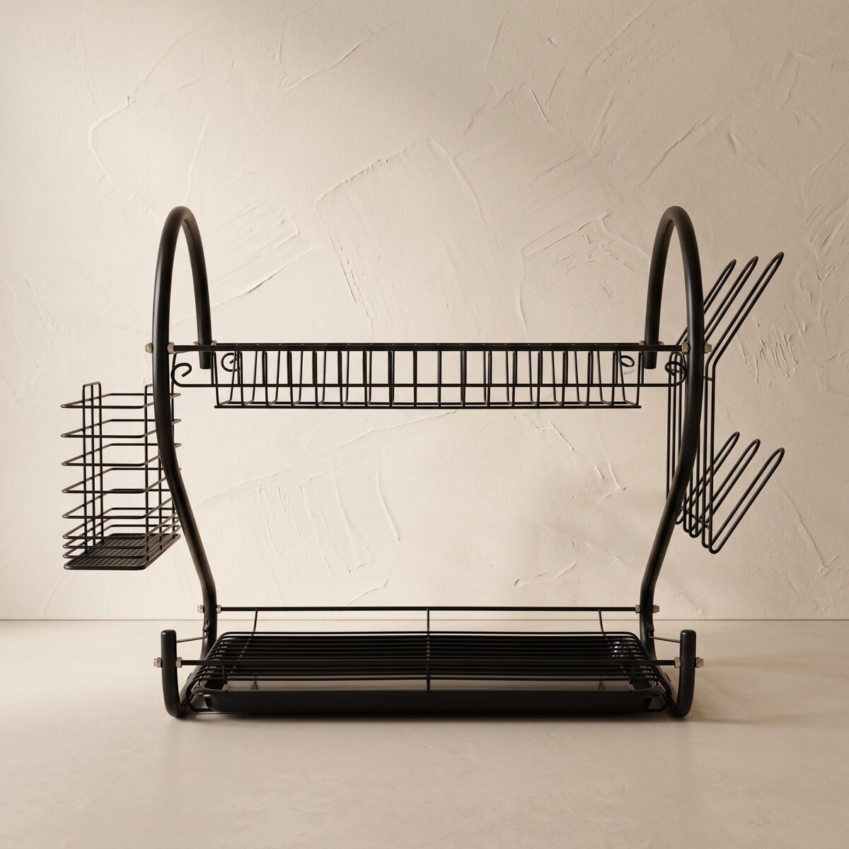 Suszarka do naczyń dwupoziomowa z ociekaczem, 27 x 55 x 40 cm, metal