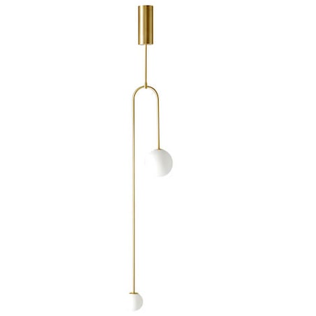 Zwisowa lampa łuk Loop ST-8928S brass Step balls do sypialni loft mosiądz