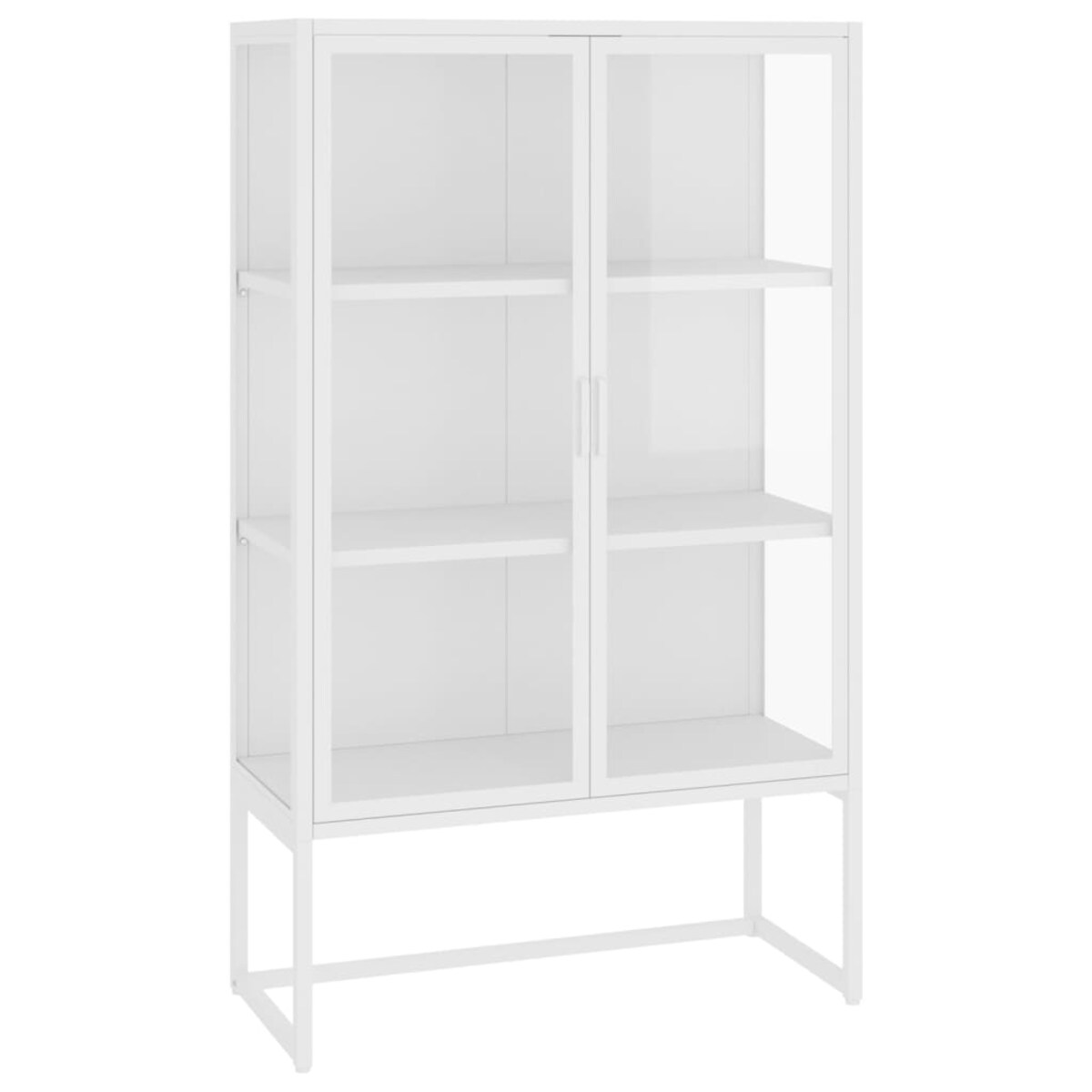 vidaXL Szafka, biała, 80x35x135 cm, stal i hartowane szkło