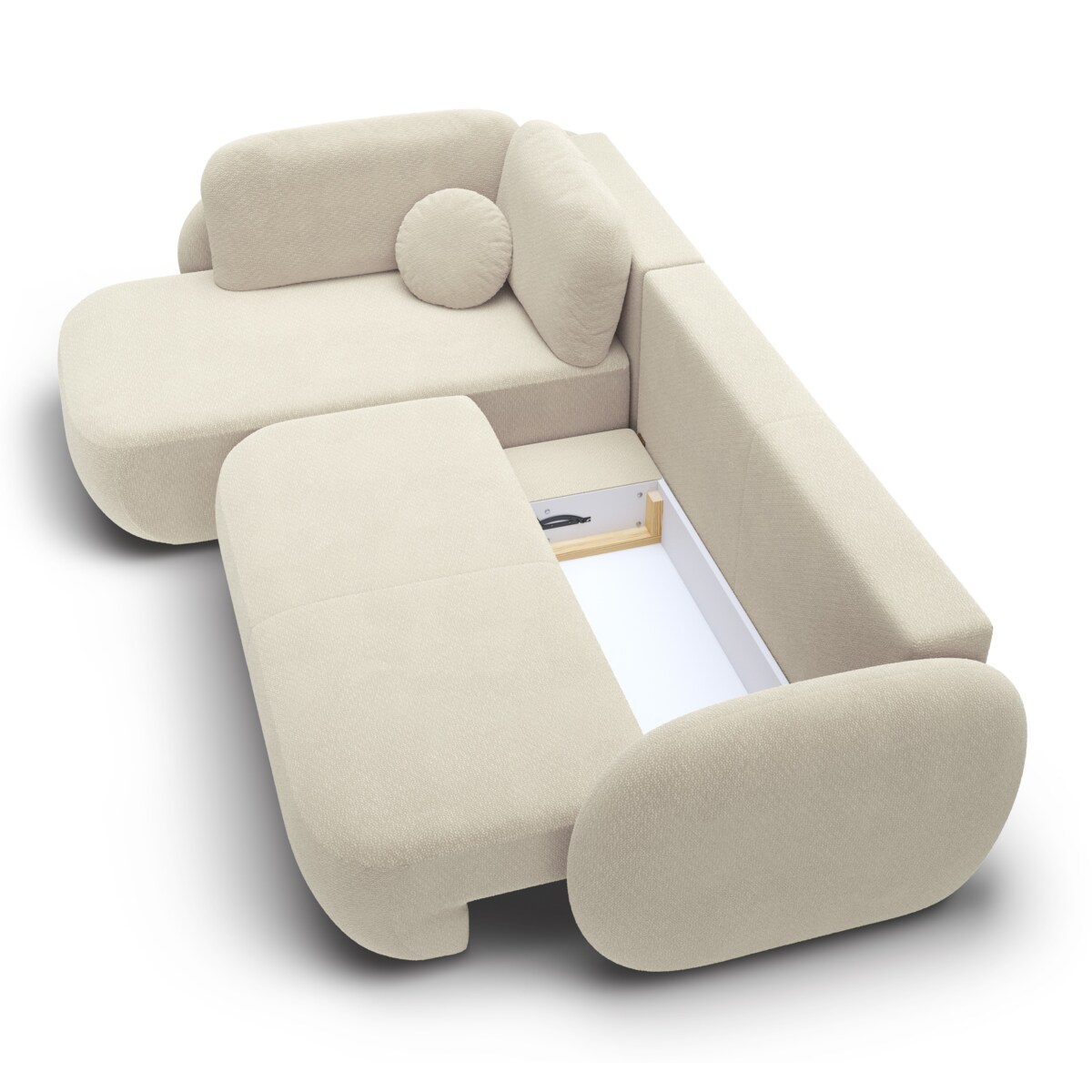 Nowoczesny Narożnik rozkładany OLIVIO II, lewy, beżowy