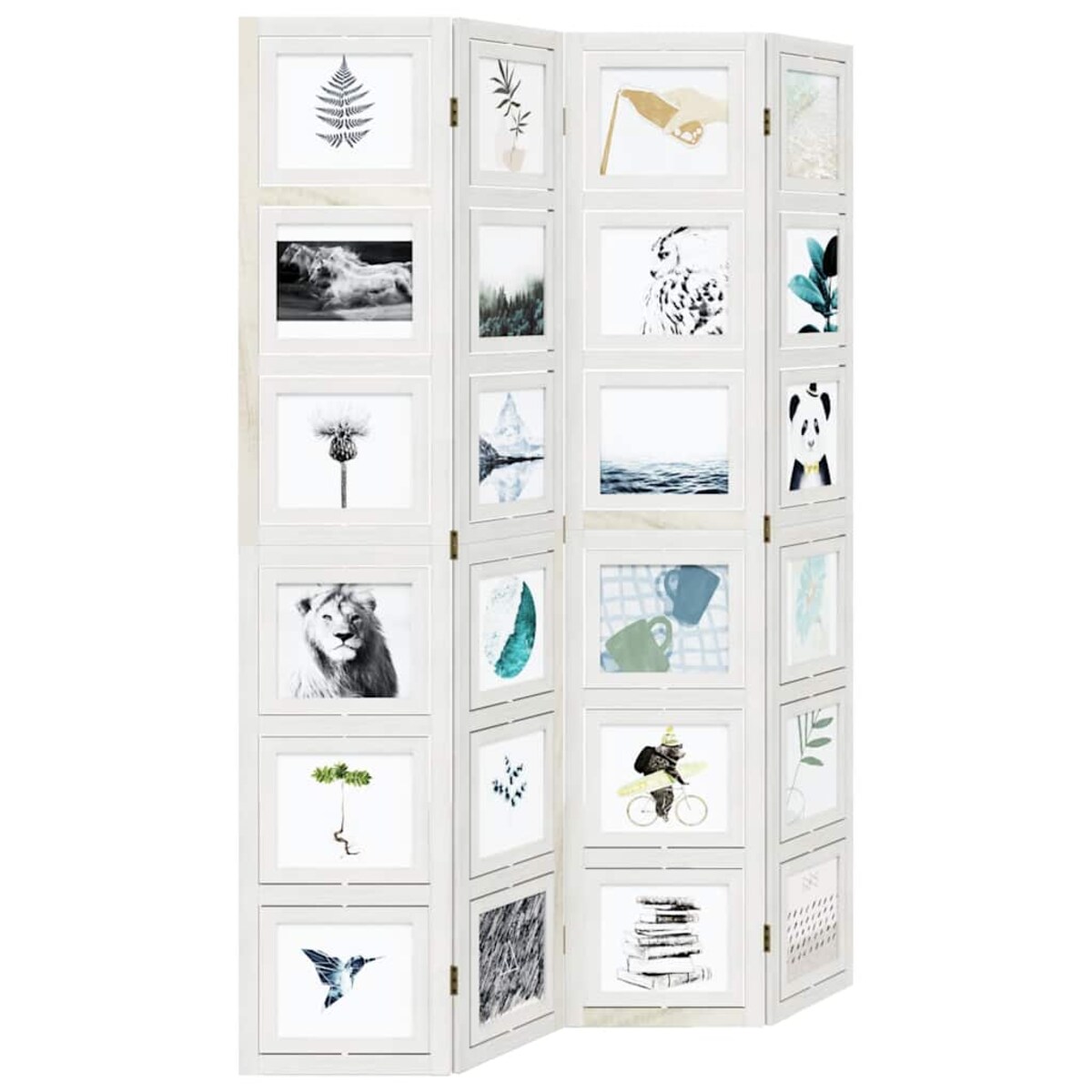 vidaXL Parawan pokojowy, 4-panelowy, biały, lite drewno paulowni