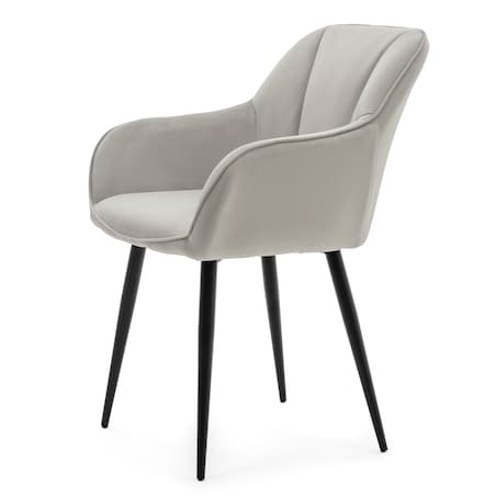 Krzesło tapicerowane welurowe LAGO velvet aksamit jasnoszare