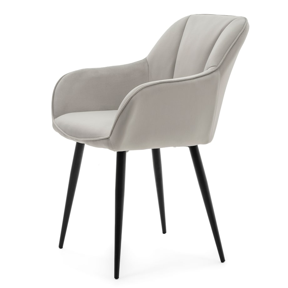 Krzesło tapicerowane welurowe LAGO velvet aksamit jasnoszare