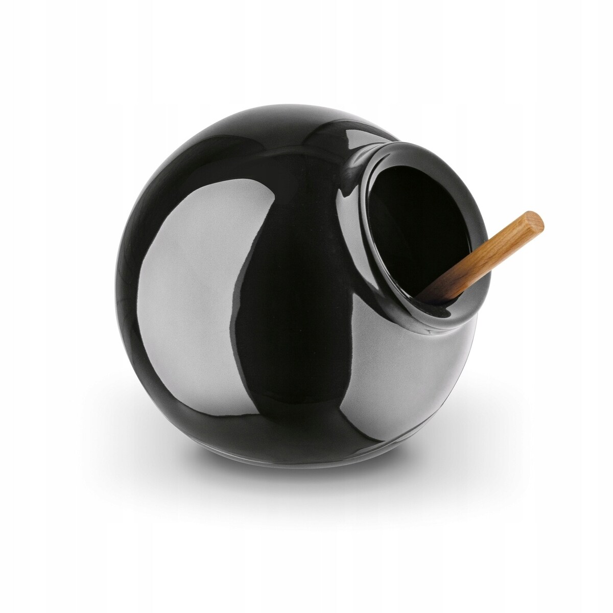 Pojemnik kuchenny z drewnianą łyżeczką na sól przyprawy herbatę ceramika