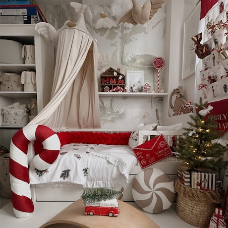 Poduszka XMAS wzór XM16 | Czerwona laska cukrowa XXL