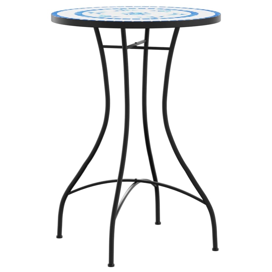 vidaXL Mozaikowy stolik bistro, niebiesko-biały, Ø50x70 cm, ceramiczny