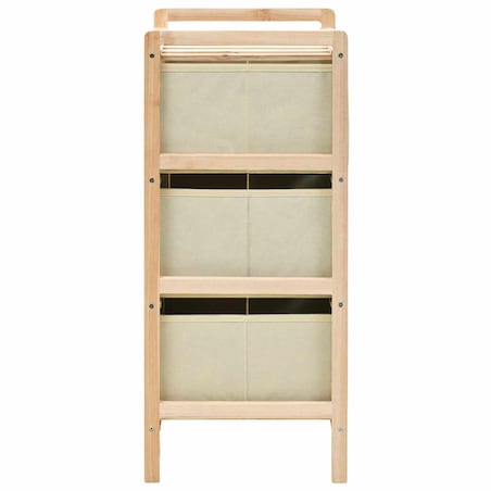 vidaXL Regał z 3 koszami z tkaniny, drewno cedrowe, beżowy