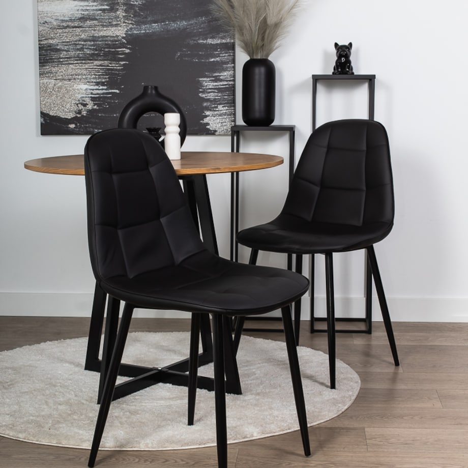 Krzesło tapicerowane ekoskóra czarne nowoczesne loftowe
