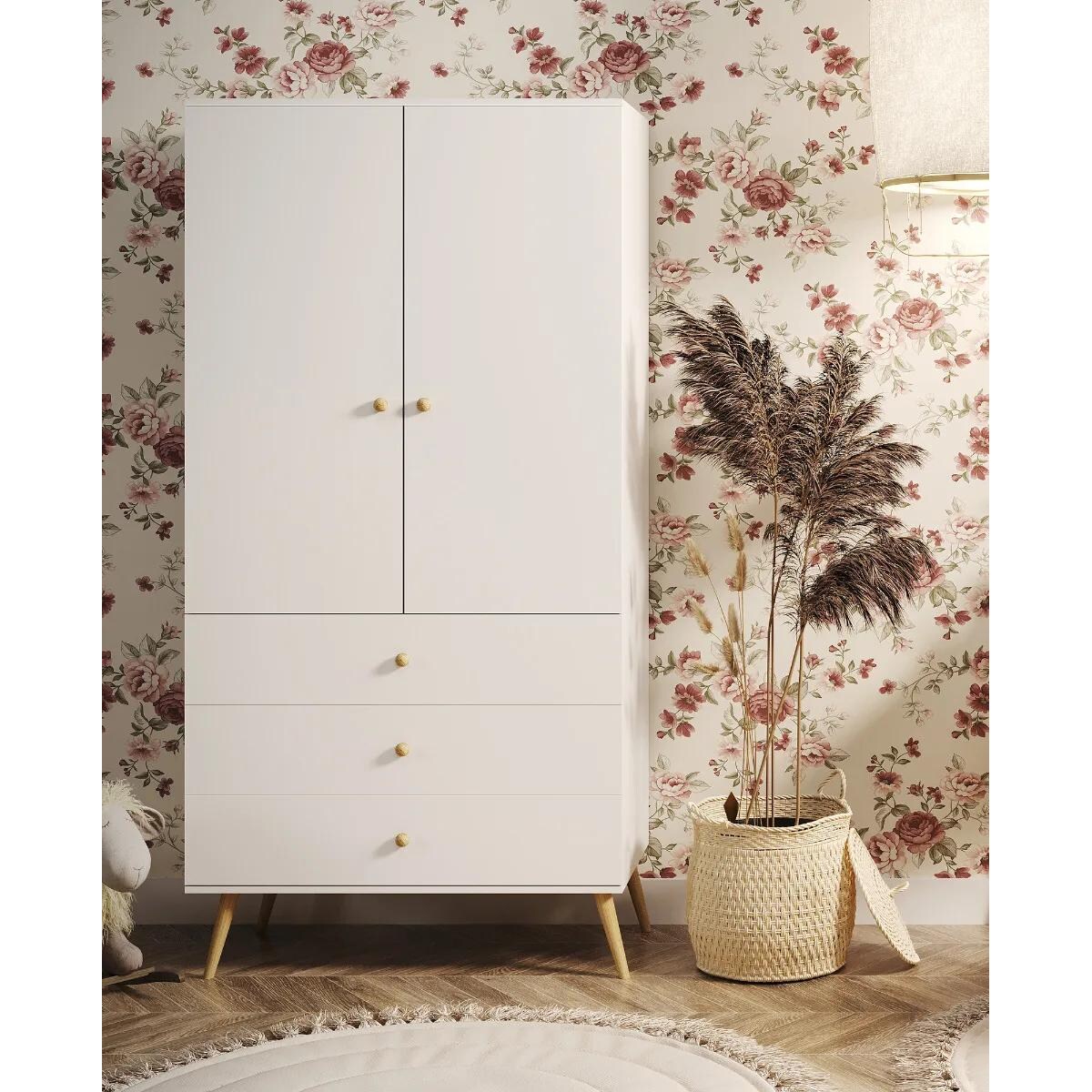 Szafa LEBEL z szufladami 3SZ 100cm biała mat