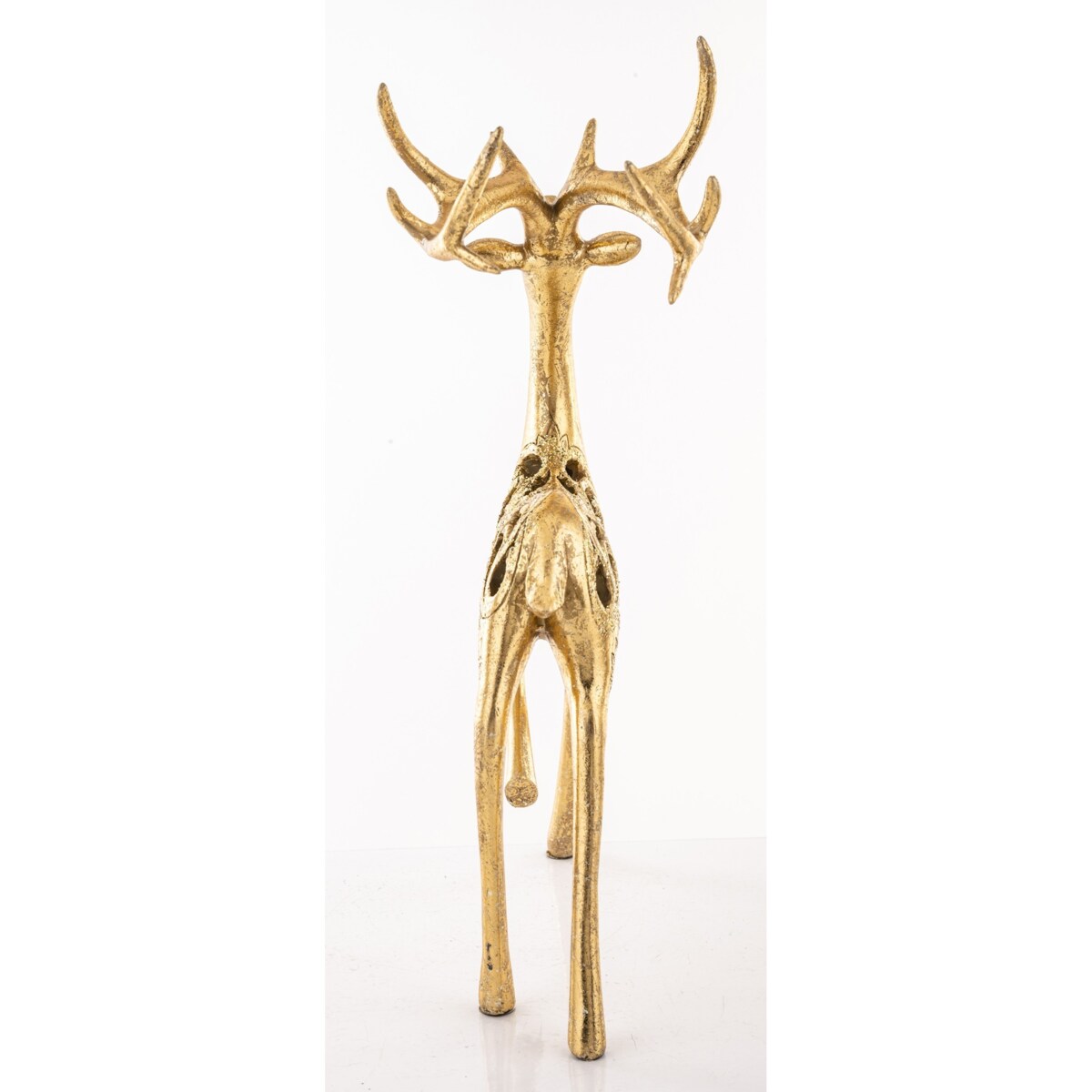 Figurka - stojący renifer ażurowy 38x25x13 cm AYAL złoty