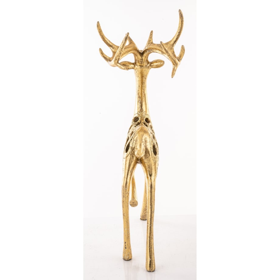 Figurka - stojący renifer ażurowy 38x25x13 cm AYAL złoty