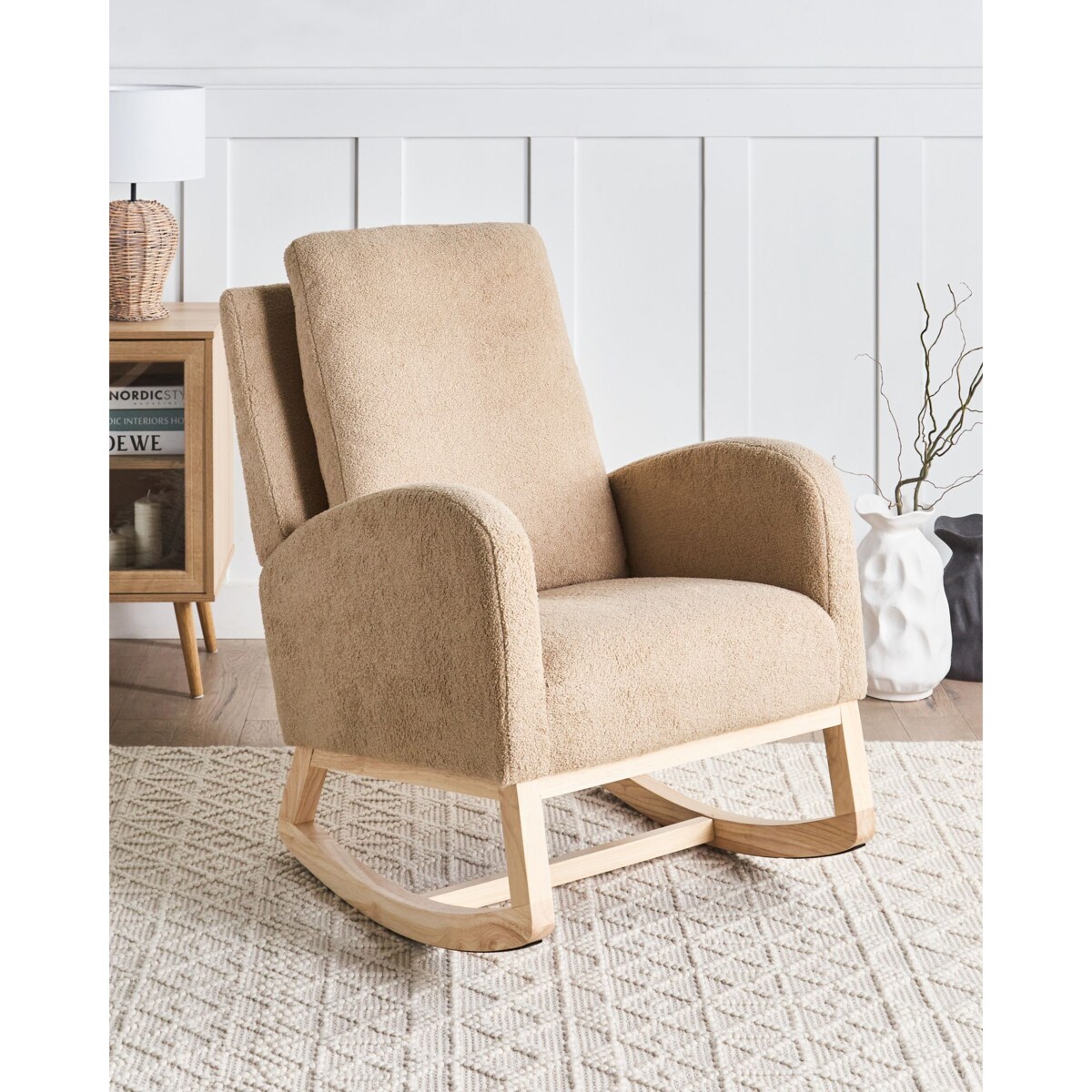 Fotel bujany ALSTA Boucle Beżowy