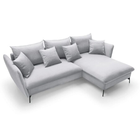 Narożnik z funkcją spania LINDA VELVET szary prawy/lewy