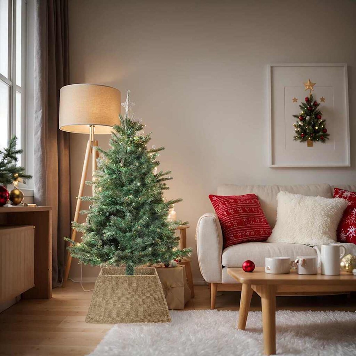 vidaXL Kołnierz do Choinki Brązowy 60 x 60 x 28 cm Trawa morska