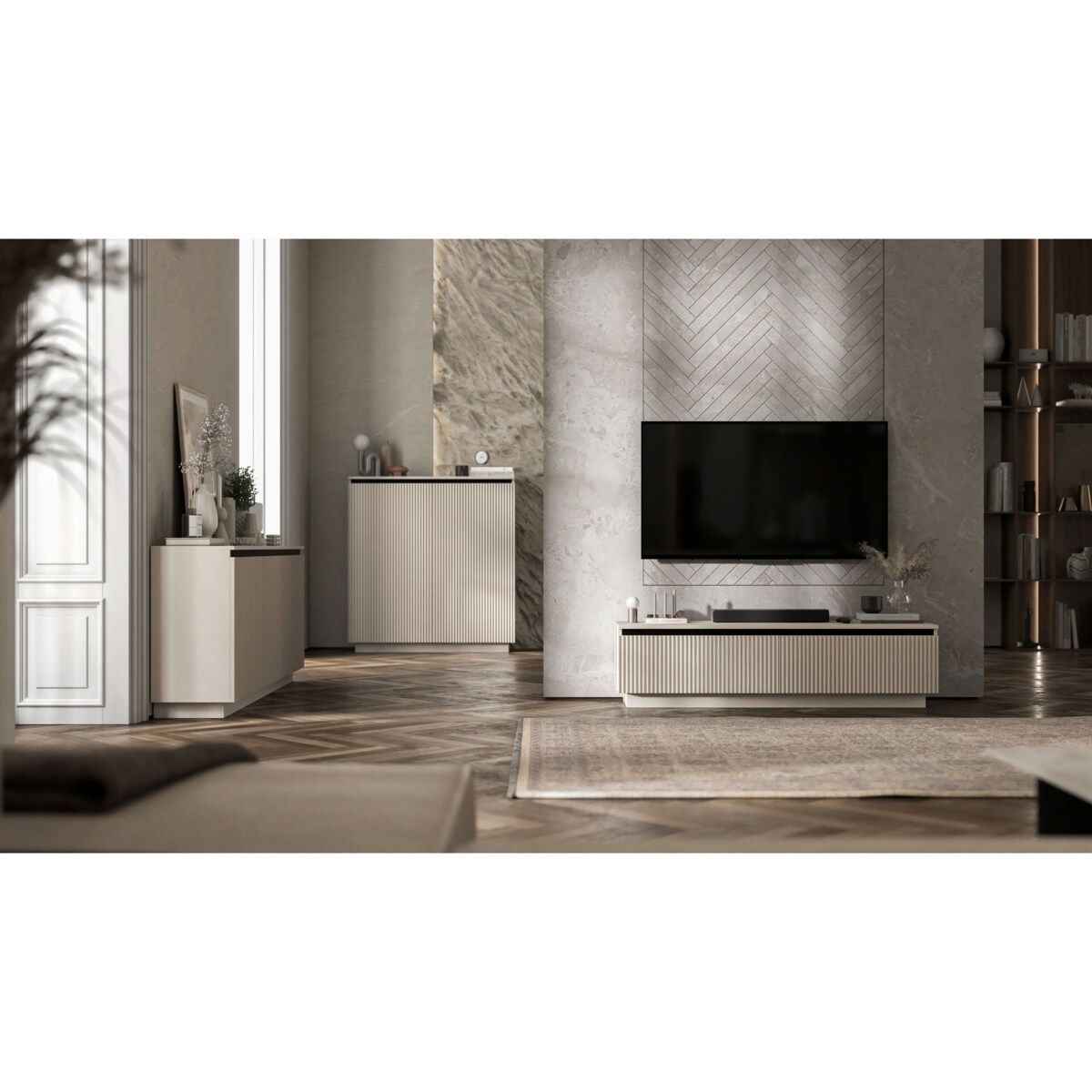 Nowoczesna wisząca / stojącą Szafka RTV Glamour Komoda RTV Kaszmir Mat 140 cm