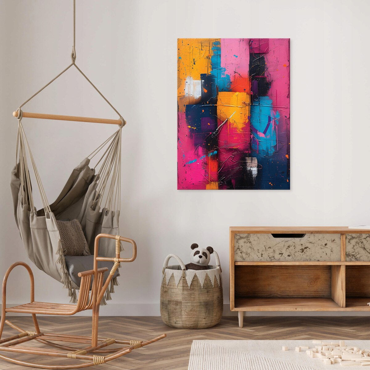 OBRAZ ABSTRAKCJA KOLOROWY NOWOCZESNY NA PŁÓTNIE DO SYPIALNI SALONU 60x40