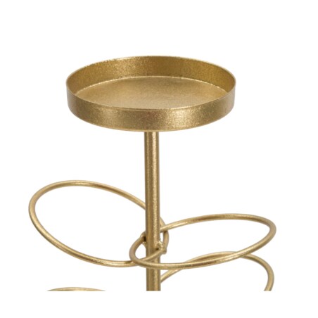 Świecznik dekoracyjny Rings, 14 x 13 x 46 cm, świecznik na świecę, złoty, biały, żelazo, marmur, Mauro Ferretti