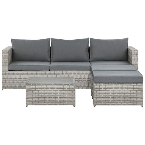 Zestaw ogrodowy z technorattanu 5-osobowy prawostronny szary SABBIA