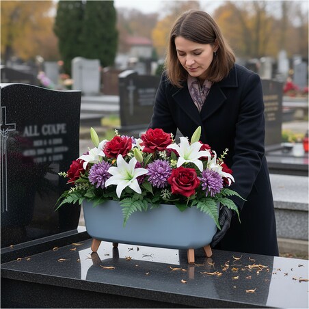 Donica Na Cmentarz Skrzynka Korytko Doniczka Na Wszystkich Świętych Gracia Case 58 Cm Szara