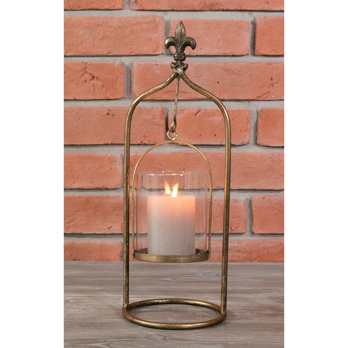 ŚWIECZNIK NA TEALIGHT złoty metalowy szklany do salonu łazienki 40cm