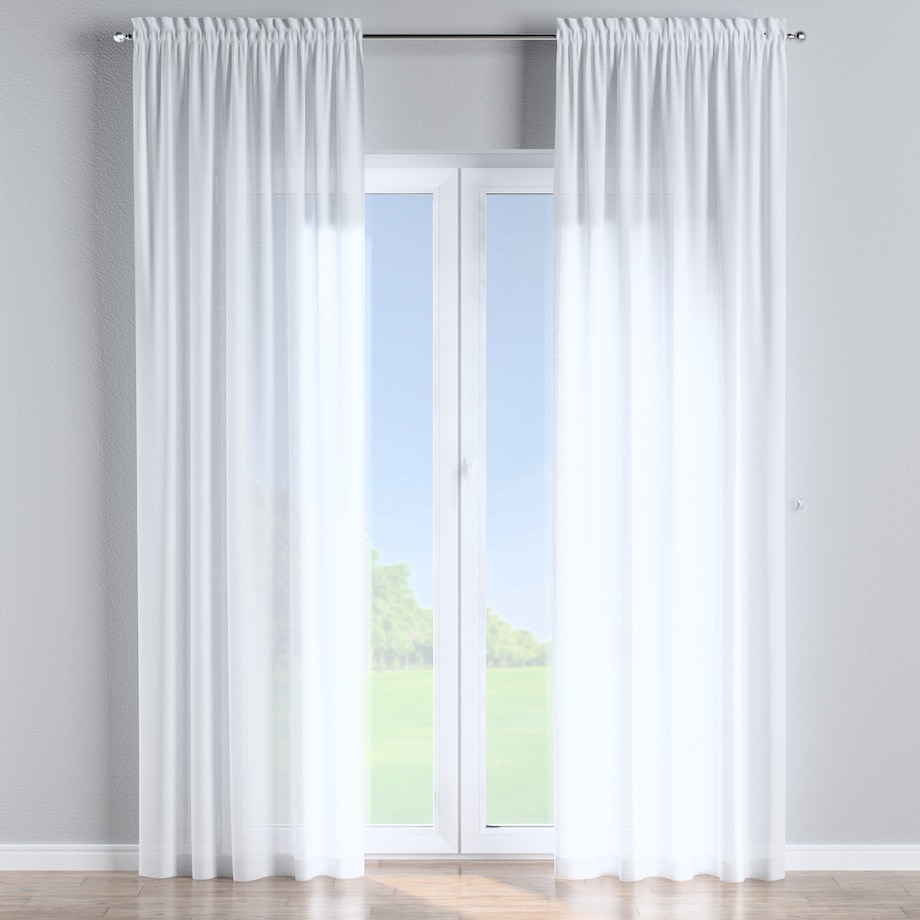 Zasłona na kanale z grzywką 1 szt. 130x245 prześwitujący biały