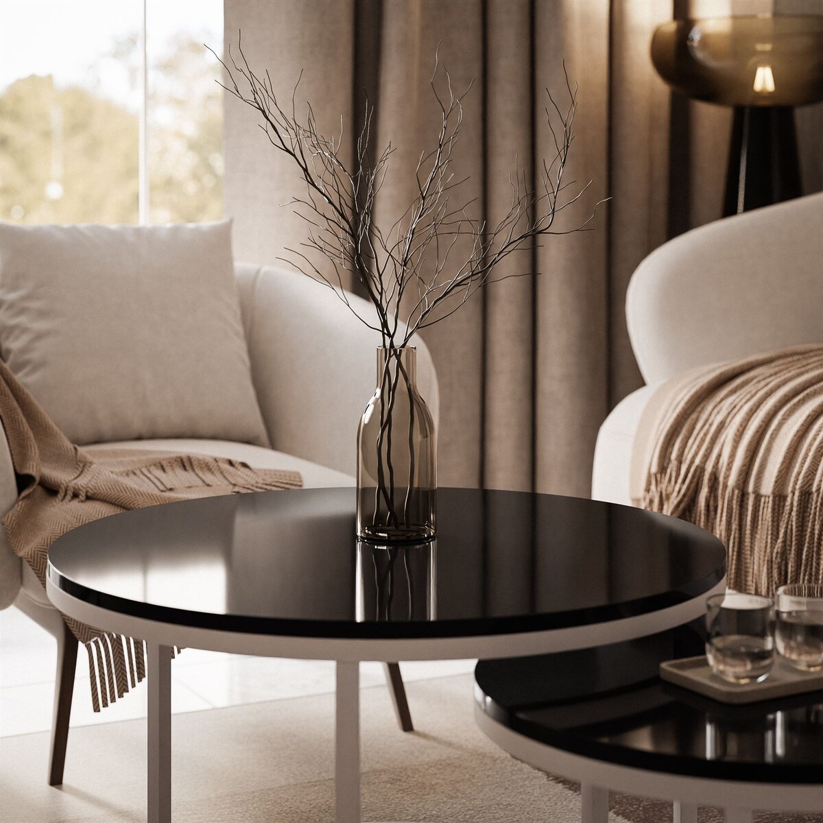 Stolik CIRI 2w1 kaszmir czarny połysk