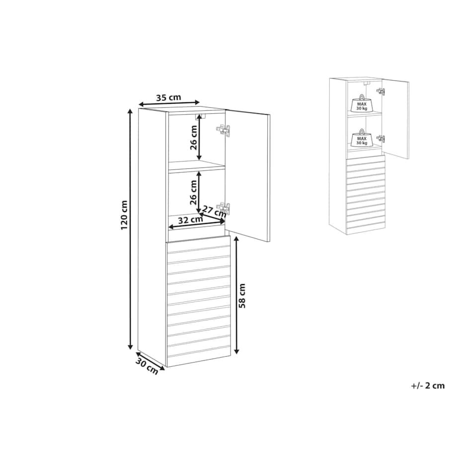 Szafka wisząca łazienkowa URUCU 35 cm Jasnobrązowy