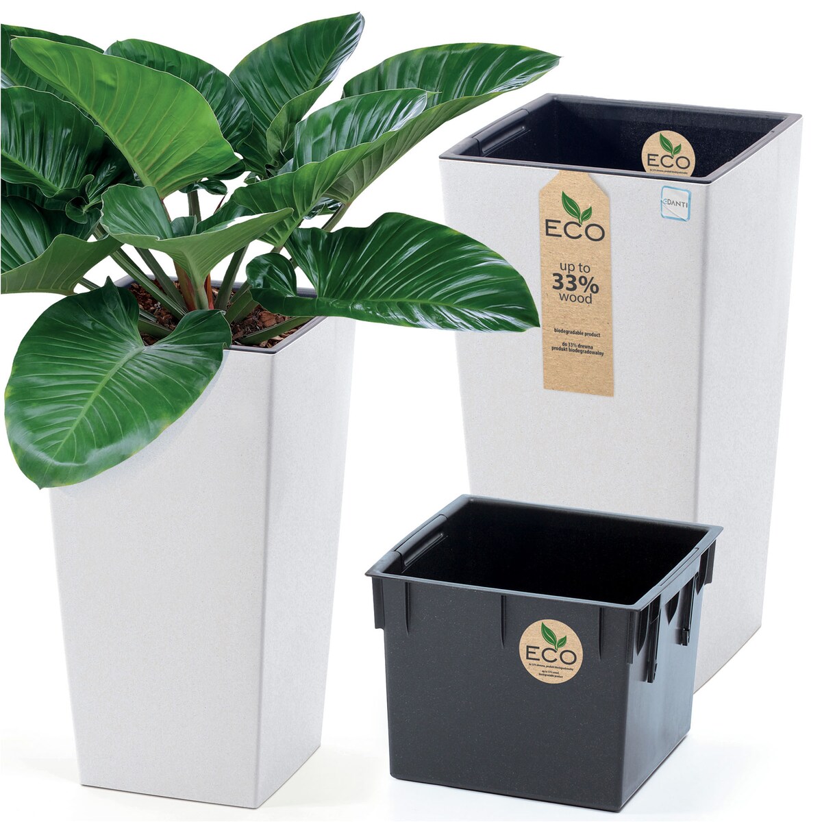 Donica Doniczka Ogrodowa 19,5 Cm Na Taras Do Ogrodu Domu Eco Wood Biała