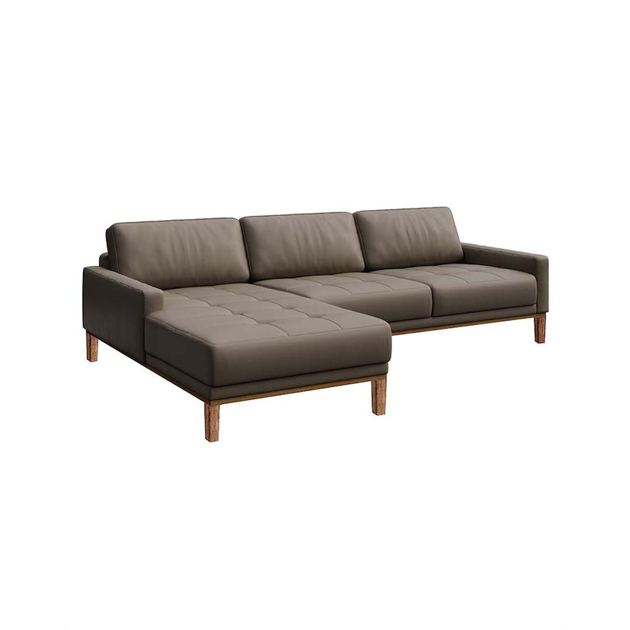 Sofa narożna Musso brązowa z pikowanym siedziskiem