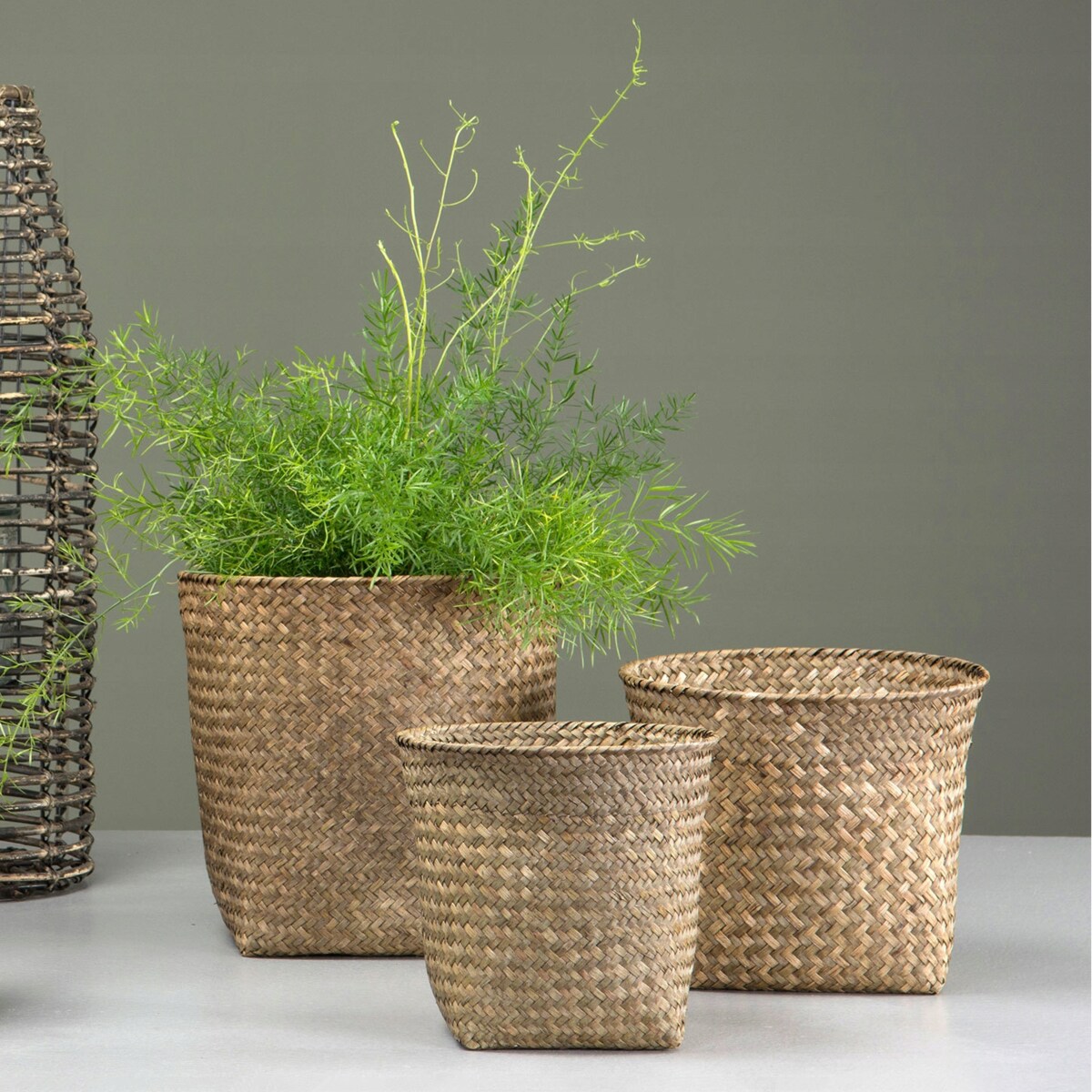 DONICZKA KOSZYK STYL BOHO naturalna donica osłonka na bonsai 3 szt