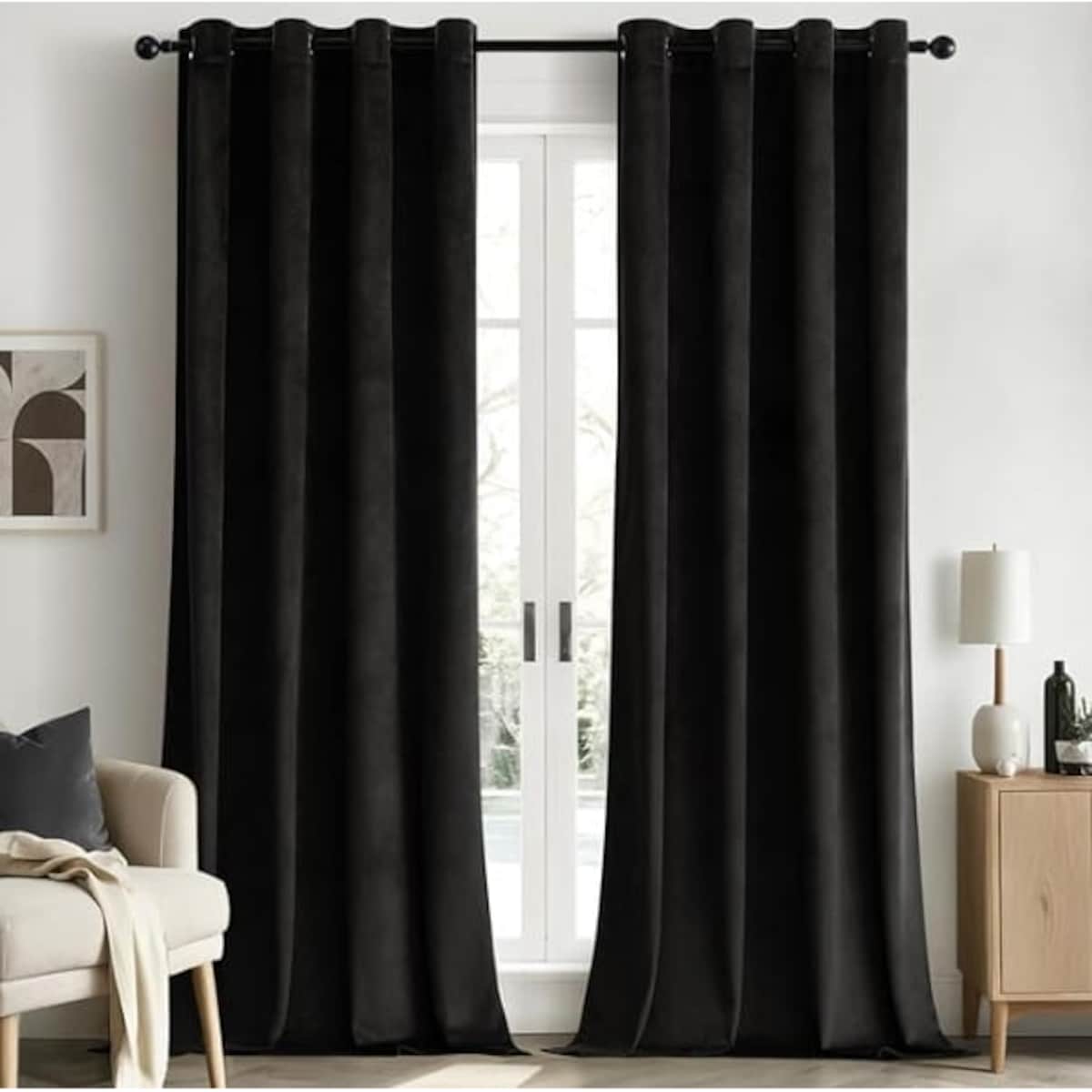 Zasłony welurowe 140x250 czarne przelotka