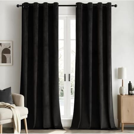Zasłony welurowe 140x250 czarne przelotka