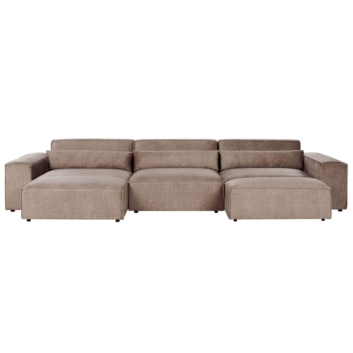 Sofa narożna z otomaną HELLNAR Jasnobrązowy Prawostronny