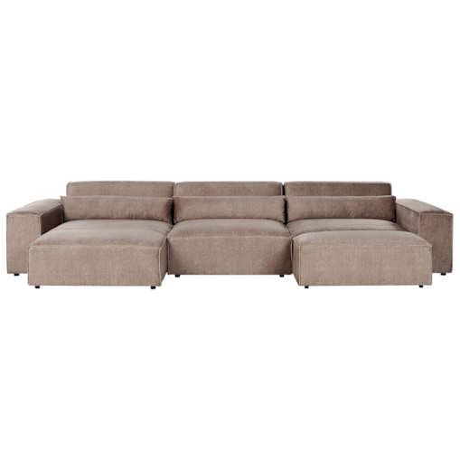Sofa narożna z otomaną HELLNAR Jasnobrązowy Prawostronny