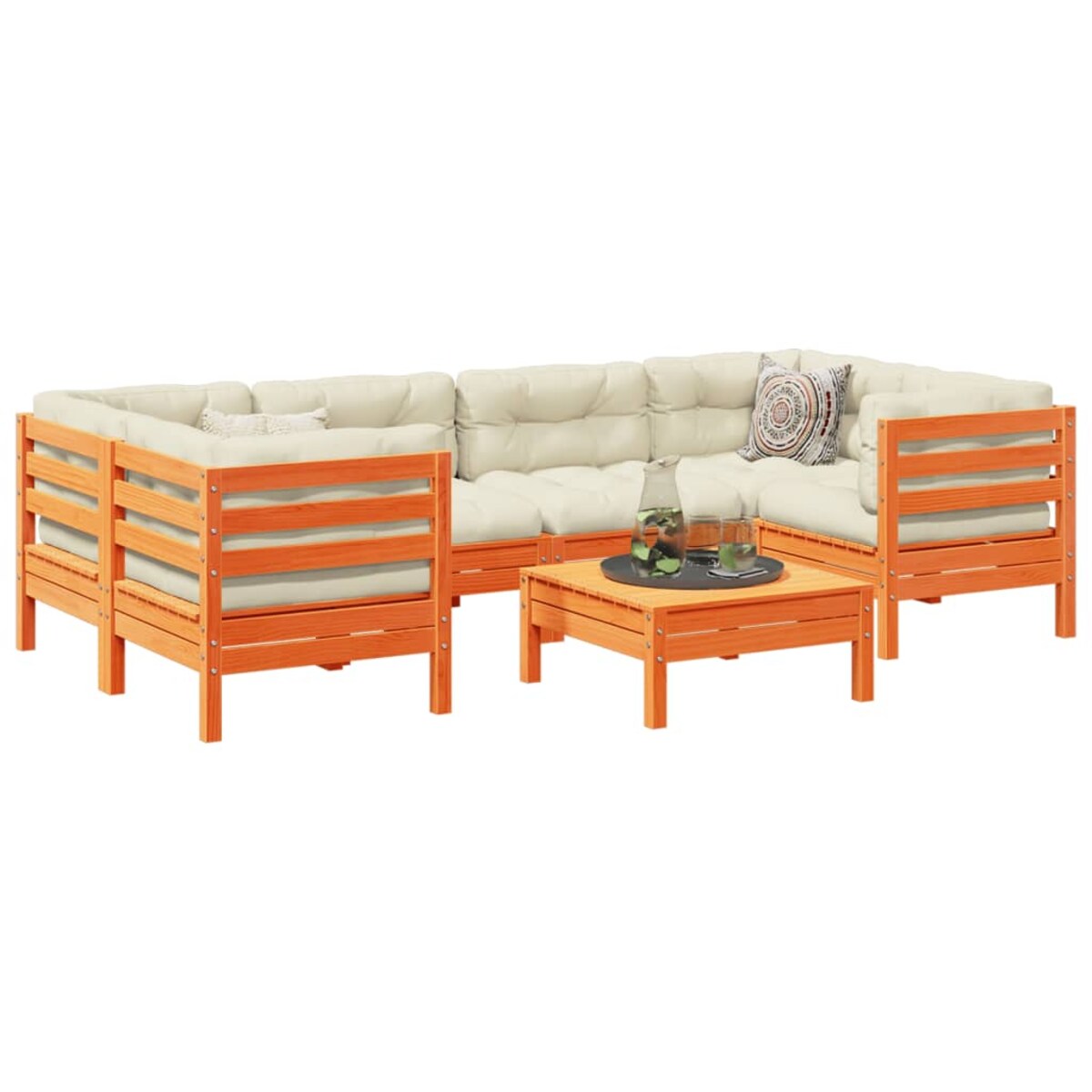 vidaXL 7-cz zestaw wypoczynkowy do ogrodu, z poduszkami, woskowy brąz