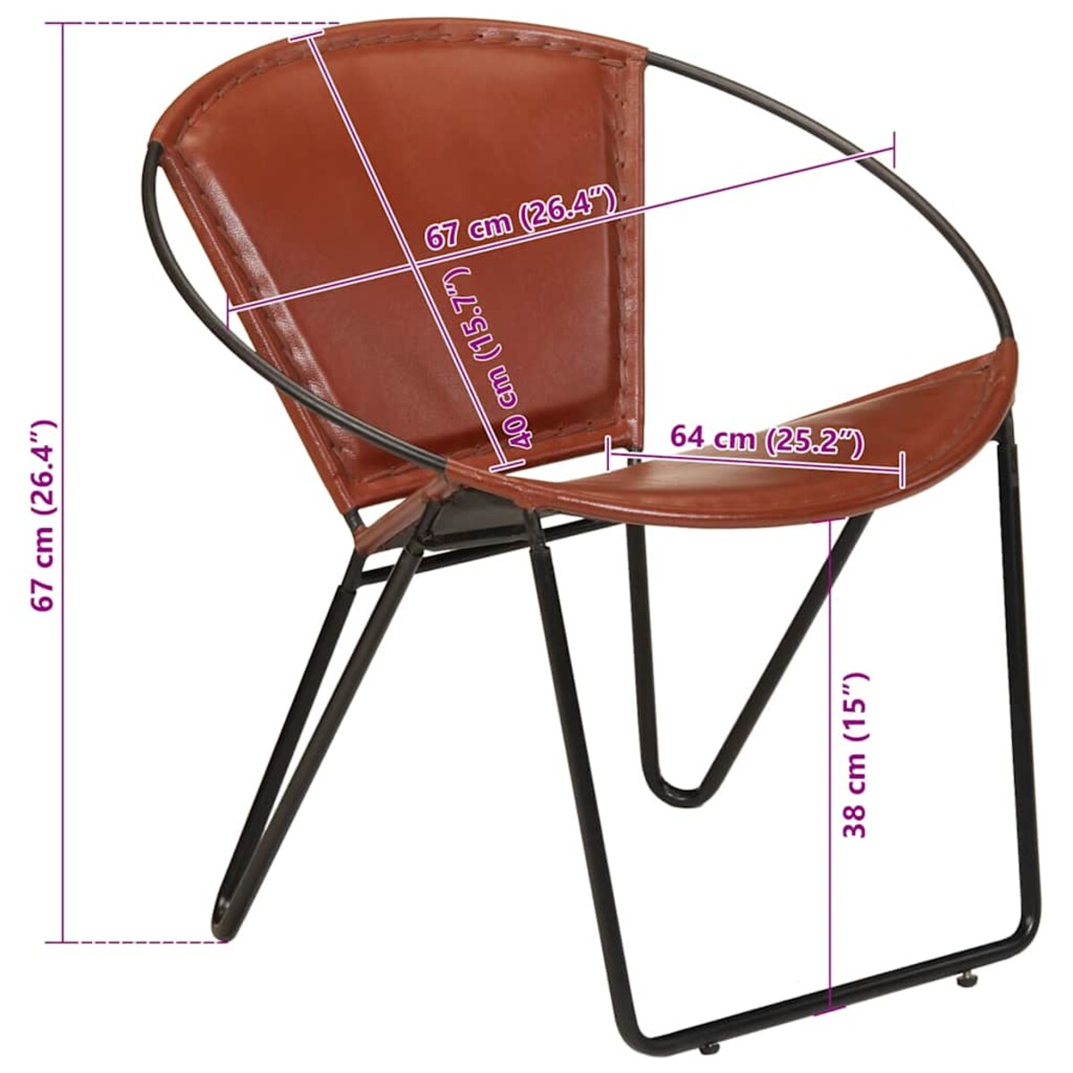vidaXL Fotel, brązowy, skóra naturalna