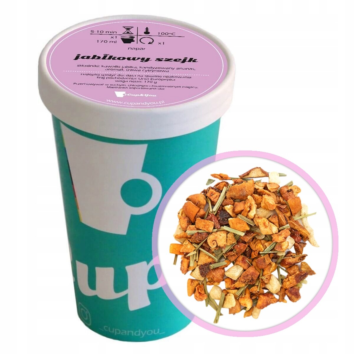 Liściasta sypana herbata owocowa JABŁKOWY SZEJK EKO trawa cytrynowa 170g