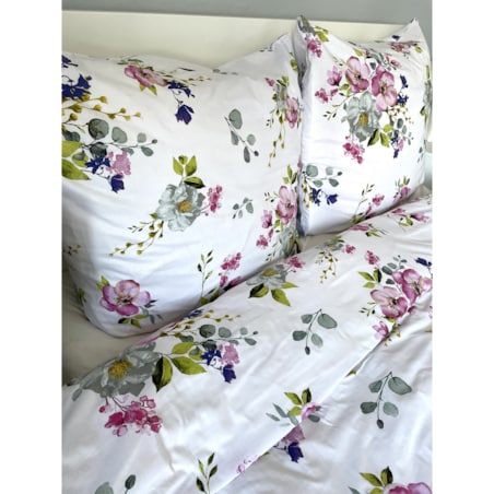 Pościel bawełniana satynowa 140x200 cm Kwiaty jabłonka Białe Polska