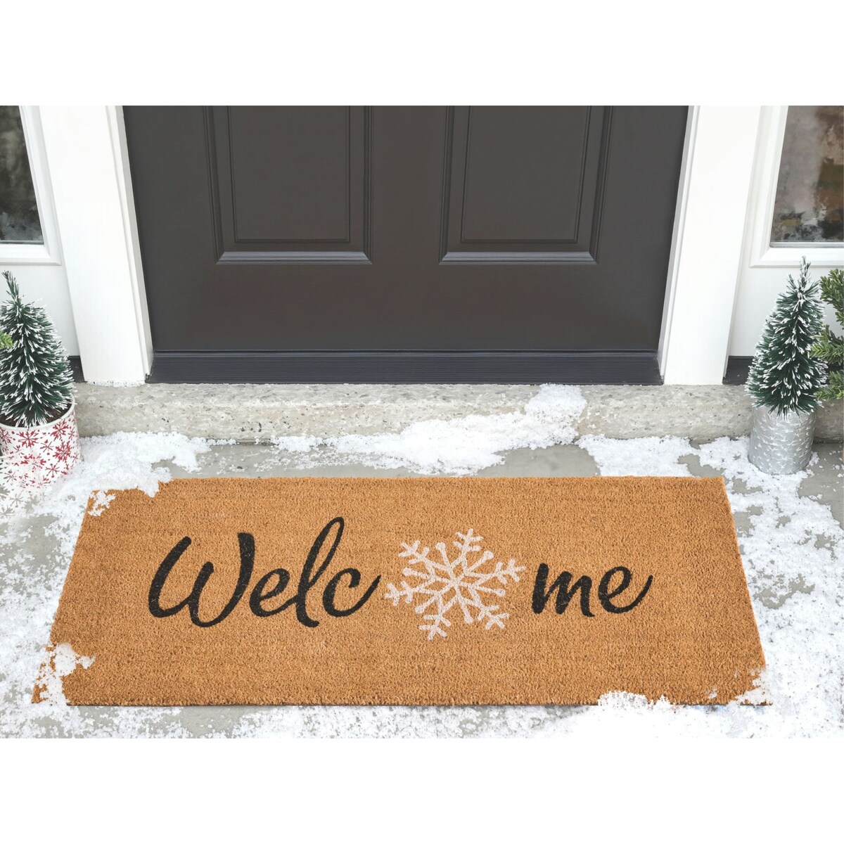 Wycieraczka BALANACAN Naturalny 55 x 120 cm Wzór świąteczny Włókno kokosowe