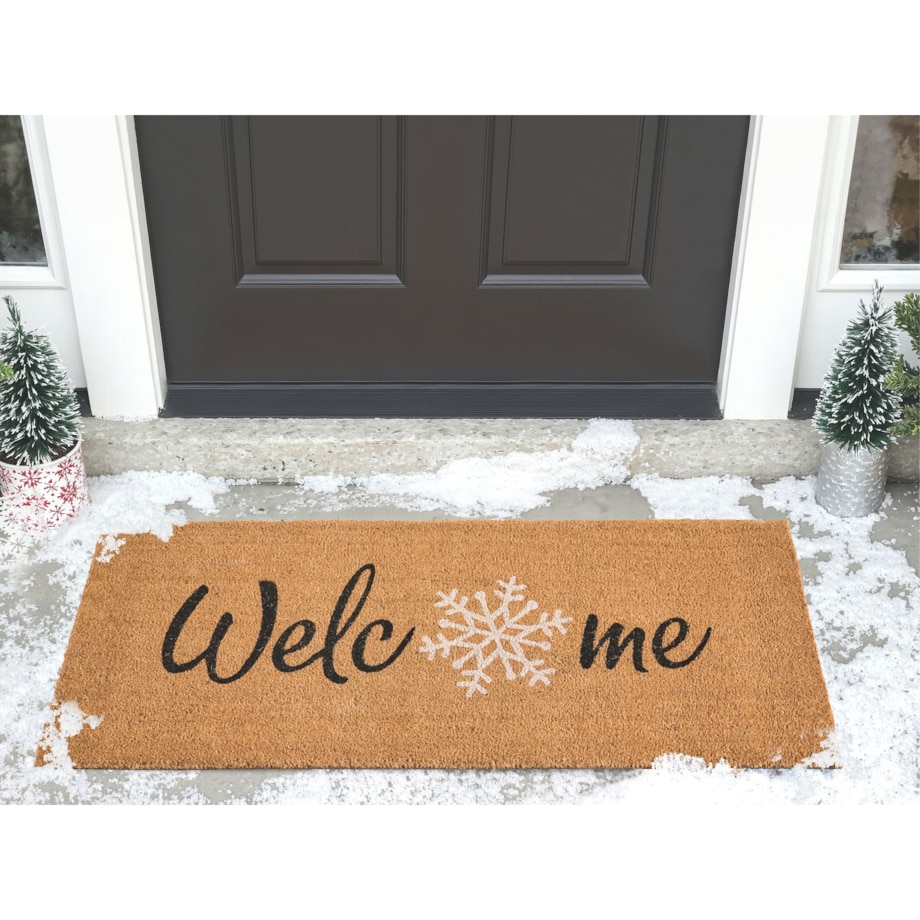 Wycieraczka BALANACAN Naturalny 55 x 120 cm Wzór świąteczny Włókno kokosowe