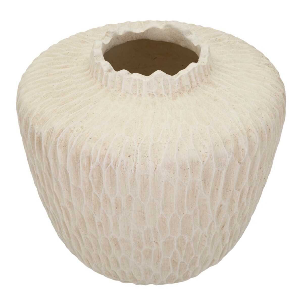 Osłonka dekoracyjna Shade, kolor kremowy, tlenek magnezu (MgO), 35 x 35 x 32,5 cm, styl nowoczesny, na doniczkę do salonu, Mauro Ferretti