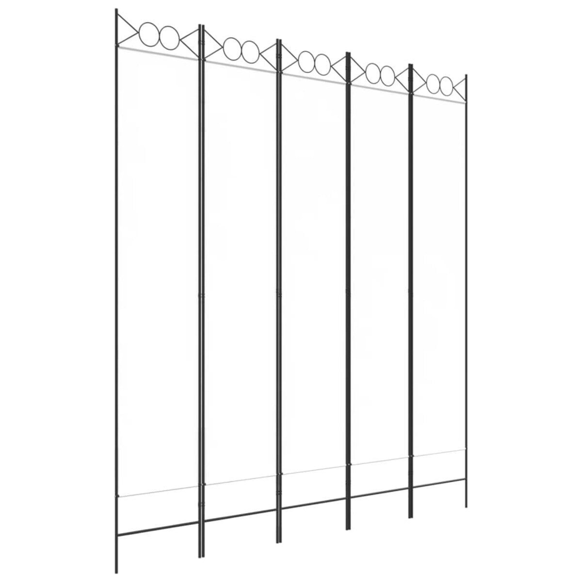 vidaXL Parawan 5-panelowy, biały, 200x220 cm, tkanina