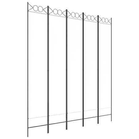 vidaXL Parawan 5-panelowy, biały, 200x220 cm, tkanina