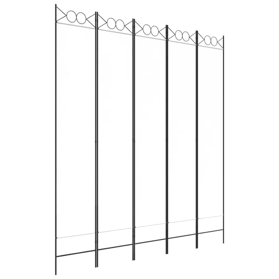 vidaXL Parawan 5-panelowy, biały, 200x220 cm, tkanina