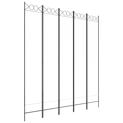 vidaXL Parawan 5-panelowy, biały, 200x220 cm, tkanina