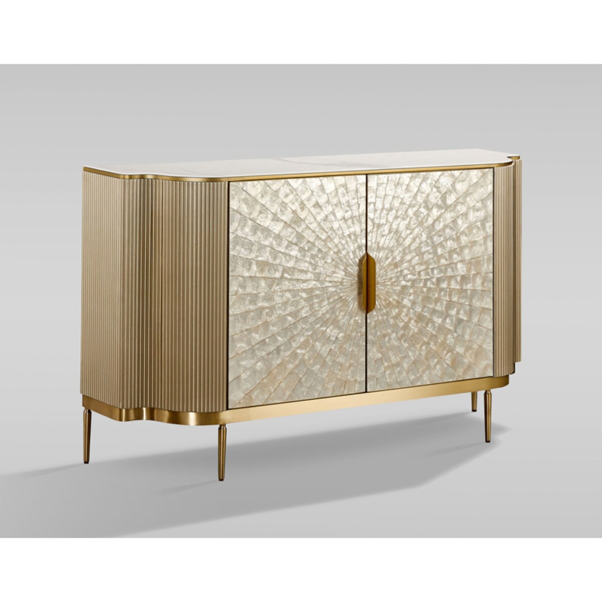 Komoda złota Champion Glamour Premium z muszelkami 150x40x88